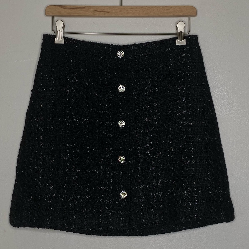 Express black “the nanny” tweed mini skirt NWT